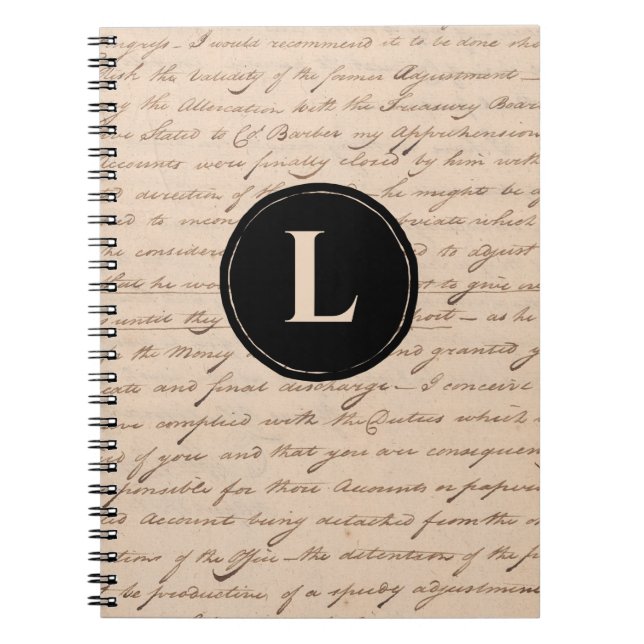 Cuaderno Letra antigua caligrafía de escritor de monograma (Frente)