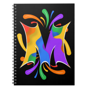 Cuaderno Letra arco iris M monograma resumen