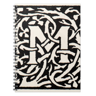Cuaderno Letra Art Nouveau Monograma M Antiguo