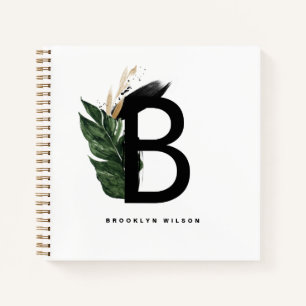 Cuaderno Letra B Relieve metalizado dorado monograma tropic