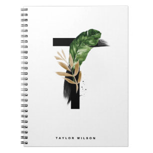 Cuaderno Letra boho de hojas tropicales de la palma T Monog