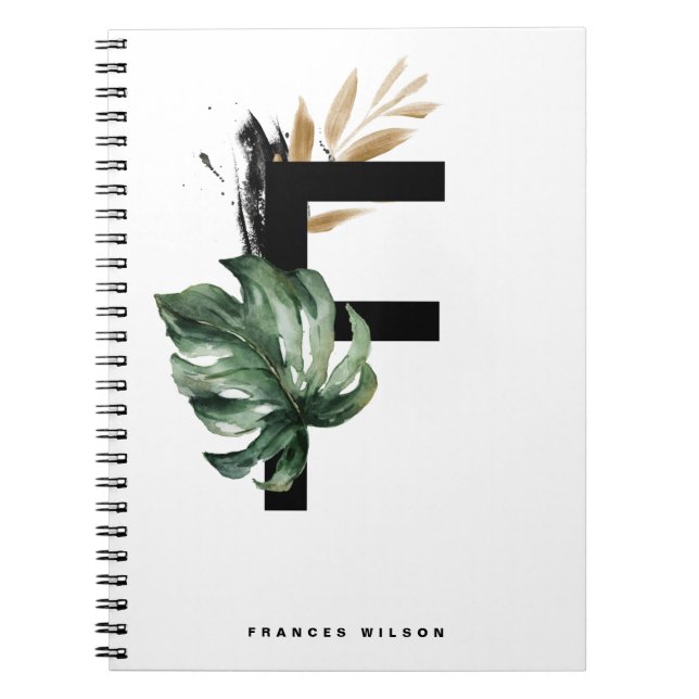 Cuaderno Letra Boho F Monograma Monograma Tropical Monstera (Frente)