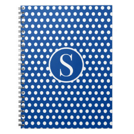 Cuaderno Letra clásica inicial Polka Dots Navy azul