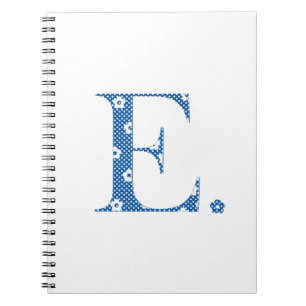 Cuaderno letra con motivos florales E(azul y puntos)