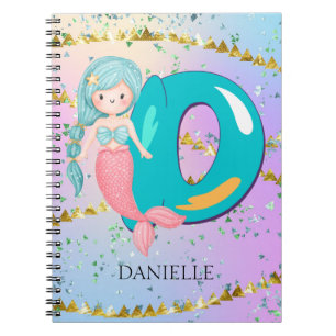 Cuaderno Letra D Monograma Acuarela Cuta Cristales De Siren