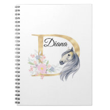 Letra D nombre personalizado monograma con caballo