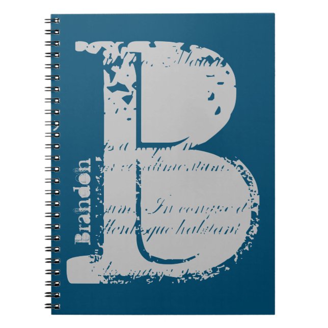 Cuaderno Letra de alfabeto grunge gigante B con nombre (Frente)