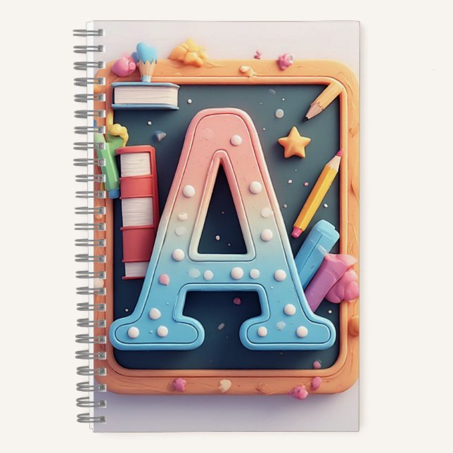 Cuaderno ✏️ Letra de monograma de vuelta a la escuela Estil (Anverso)
