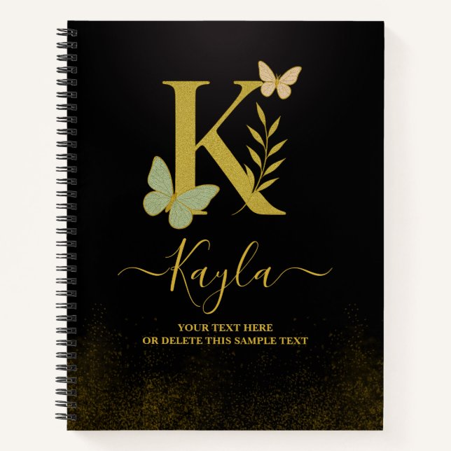 Cuaderno Letra de oro K mariposa (Anverso)