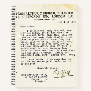 Cuaderno Letra de rechazo Gertrude Stein