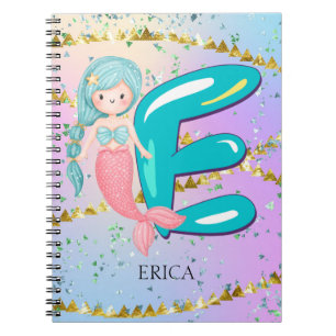 Cuaderno Letra E Monograma Acuarela Cuta Cristales De Siren