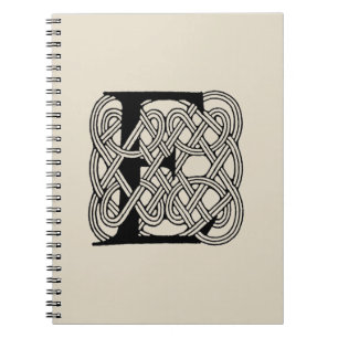 Cuaderno Letra E Monograma Estampado de Nudo Céltico Vintag