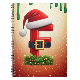 Cuaderno Letra F de Santa con acento de corona de Navidad �