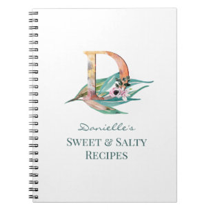 Cuaderno Letra floral R personalizado Foliage acuarela Mono