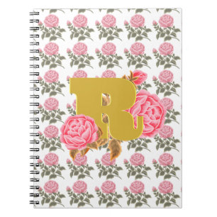 Cuaderno Letra floral Rosa inicial Monograma Pareja