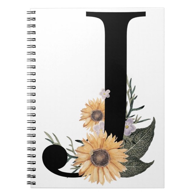 Cuaderno Letra floral tipografía J (Frente)