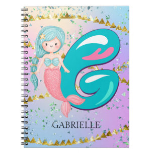 Cuaderno Letra G Monograma Acuarela Cuta Cristales De Siren