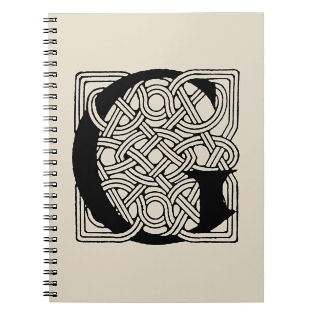 Cuaderno Letra G Monograma De Knot Celta Vintage (Frente)