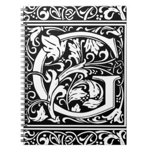 Cuaderno Letra G Monograma medieval Art Nouveau