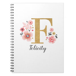 Cuaderno Letra Girona Rosa Floral Monograma F
