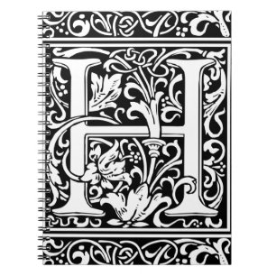 Cuaderno Letra H Monograma medieval Art Nouveau