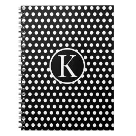 Cuaderno Letra inicial clásica puntos polka negro
