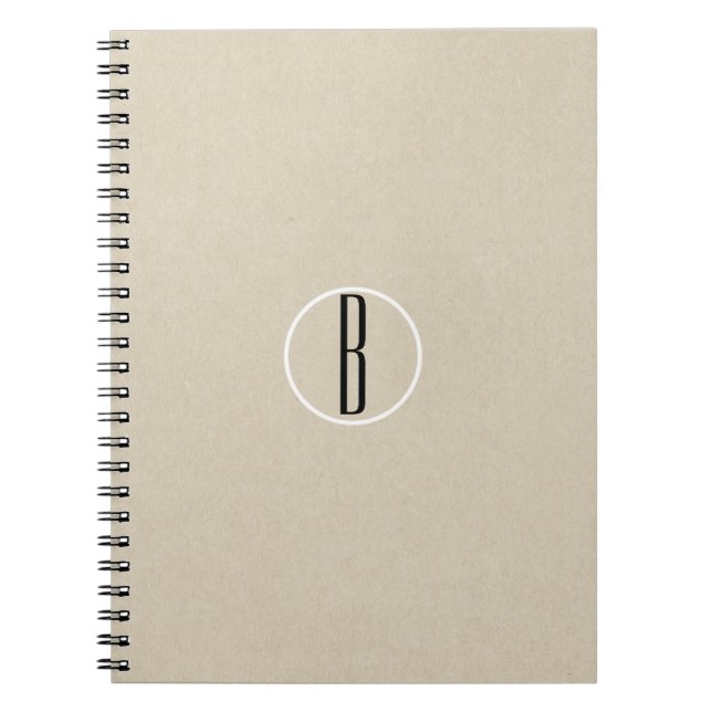Cuaderno Letra Inicial de Monograma Marrón Kraft Chic Rústi (Frente)