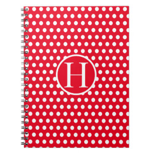 Cuaderno Letra inicial del personalizado Polka Dot Red