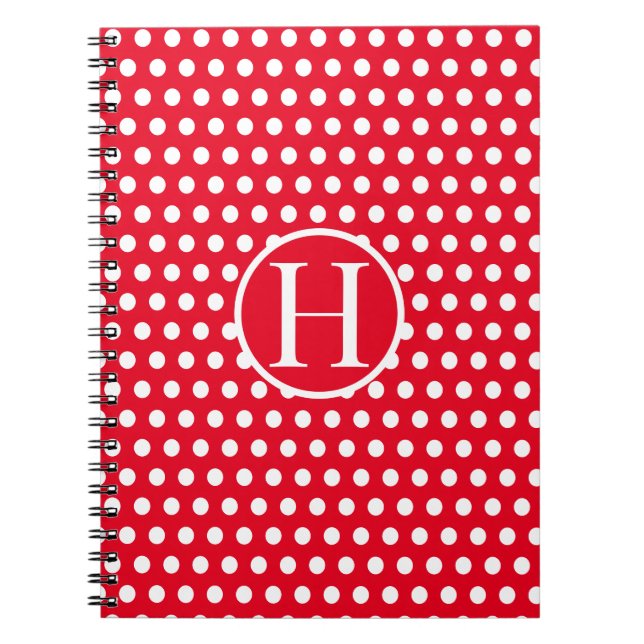 Cuaderno Letra inicial del personalizado Polka Dot Red (Frente)