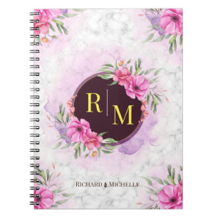 Cuaderno Letra inicial floral de la guirnalda Monograma Nom