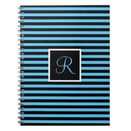 Cuaderno Letra inicial Personalizado a rayas azul y negro
