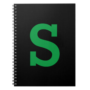 Cuaderno Letra inicial simple moderna verde y negra