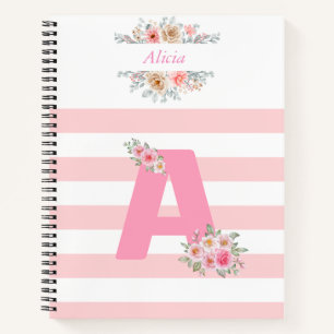 Cuaderno Letra inital a monograma rosa