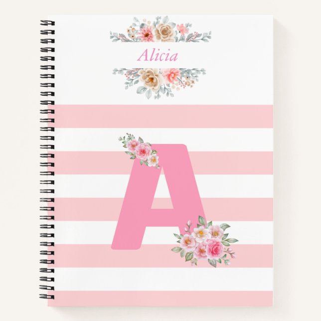 Cuaderno Letra inital a monograma rosa (Anverso)