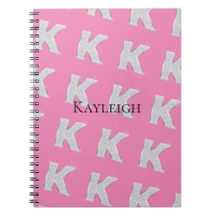 Cuaderno Letra K de plata rosa