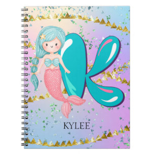 Cuaderno Letra K Monograma Acuarela Cuta Cristales De Siren