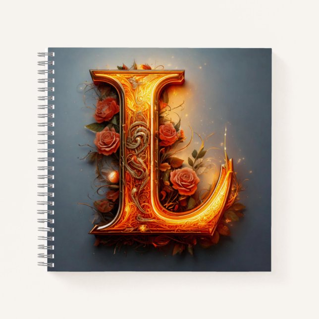 Cuaderno Letra (L) con rosas rosadas (Anverso)
