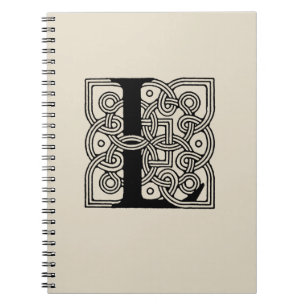 Cuaderno Letra L Monograma Estampa de Nudo Céltico Vintage