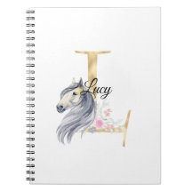 Letra L nombre monograma personalizado con caballo