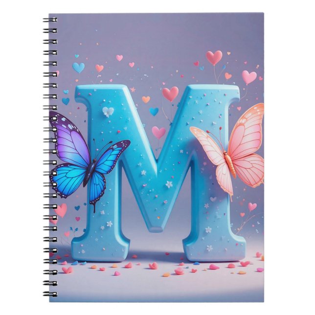 Cuaderno Letra M Colorida con Mariposas (Frente)