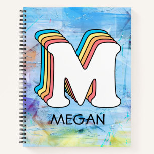 Cuaderno Letra M Nombre inicial alfabeto retro