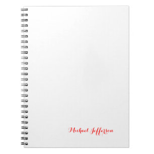 Cuaderno Letra manuscrita elegante simple llana roja blanca
