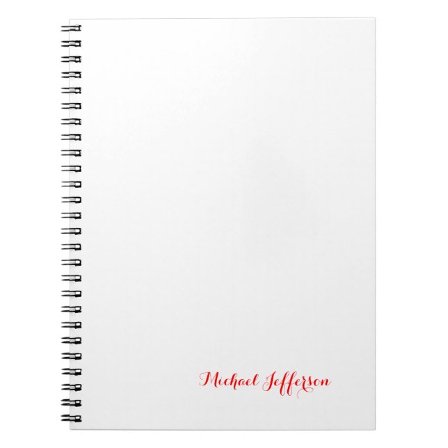 Cuaderno Letra manuscrita elegante simple llana roja blanca (Frente)
