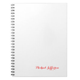 Cuaderno Letra manuscrita elegante simple llana rojo blanco
