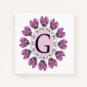 Cuaderno Letra mayúscula G monograma floral