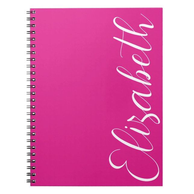 Cuaderno Letra minimalista manuscrita blanca rosada Simple  (Frente)