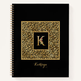 Cuaderno Letra moderna de monograma personal de Leopard Gol