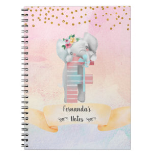 Cuaderno Letra monograma del Chica del elefante del bebé