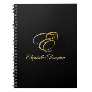 Cuaderno Letra monograma E Caballo con purpurina dorado