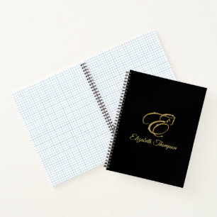 Cuaderno Letra monograma E Caballo con purpurina dorado
